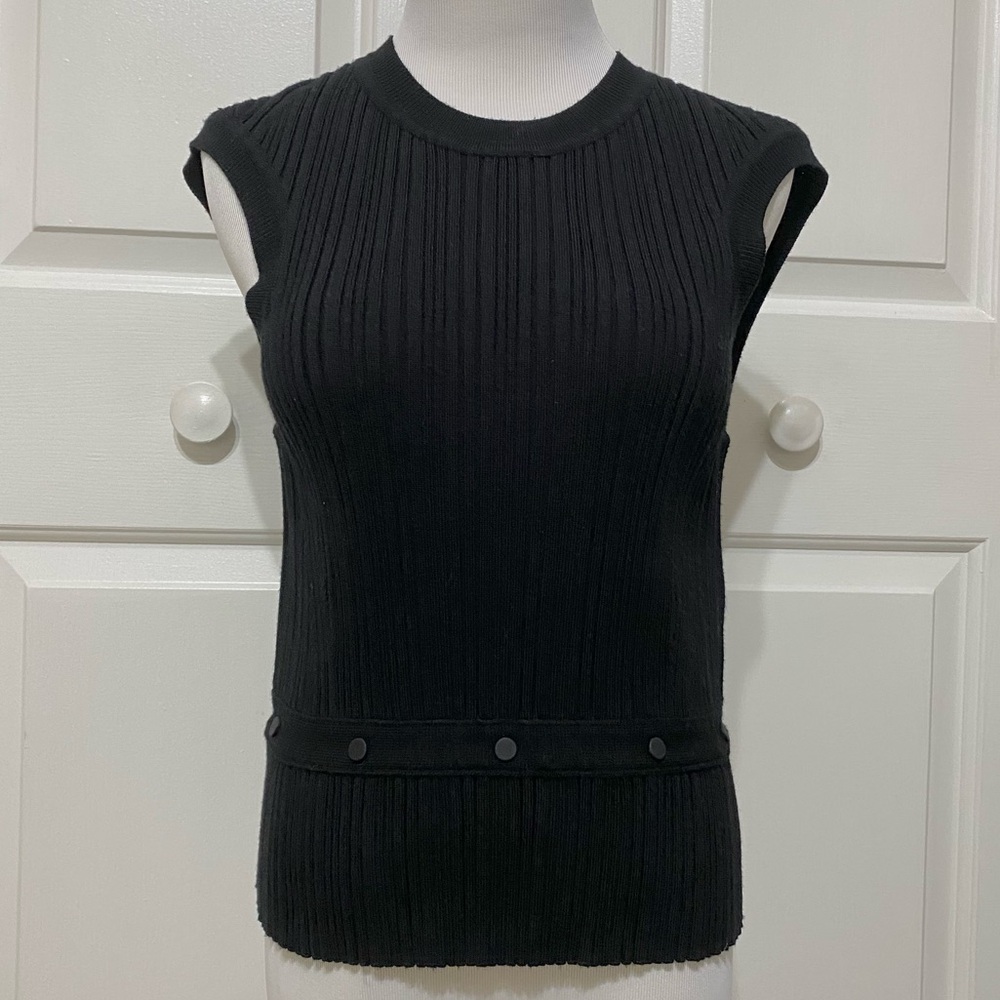 3.1 Phillip Lim Black Sleeveless Ribbed Sweater